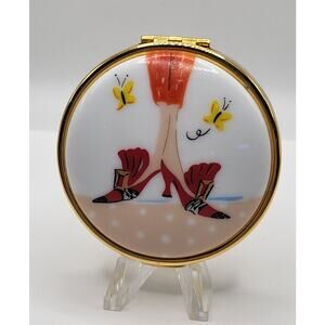 Estee Lauder Compact Mirror Gold Tone Figural Legs Novelty NOS No Powder